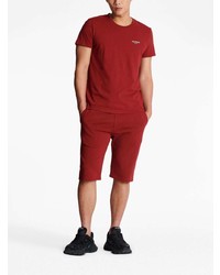 T-shirt à col rond rouge Balmain