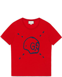 T-shirt à col rond rouge Gucci