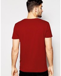 T-shirt à col rond rouge Selected