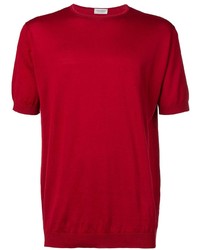 T-shirt à col rond rouge John Smedley