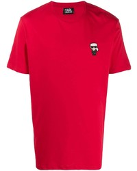 T-shirt à col rond rouge Karl Lagerfeld