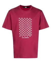 T-shirt à col rond rouge Karl Lagerfeld