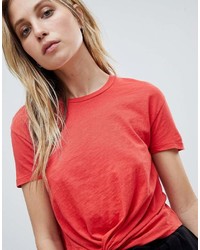 T-shirt à col rond rouge AllSaints