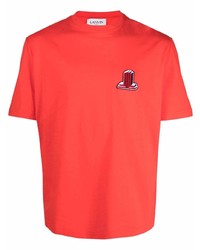 T-shirt à col rond rouge Lanvin