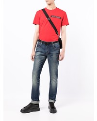 T-shirt à col rond rouge Alexander McQueen