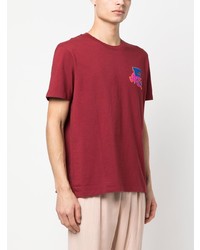 T-shirt à col rond rouge Etro