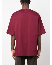 T-shirt à col rond rouge Oamc