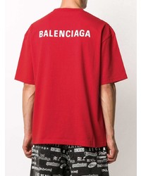 T-shirt à col rond rouge Balenciaga