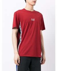 T-shirt à col rond rouge Ea7 Emporio Armani