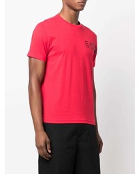 T-shirt à col rond rouge Ea7 Emporio Armani