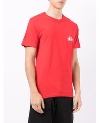 T-shirt à col rond rouge Stussy