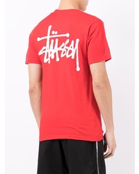 T-shirt à col rond rouge Stussy