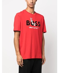 T-shirt à col rond rouge BOSS