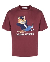T-shirt à col rond rouge MAISON KITSUNÉ