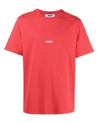 T-shirt à col rond rouge MSGM