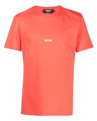 T-shirt à col rond rouge MSGM