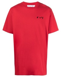 T-shirt à col rond rouge Off-White