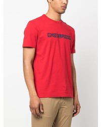 T-shirt à col rond rouge Woolrich