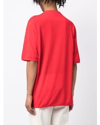 T-shirt à col rond rouge Kiton