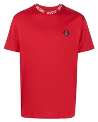 T-shirt à col rond rouge Philipp Plein