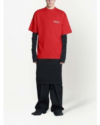 T-shirt à col rond rouge Balenciaga