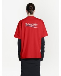 T-shirt à col rond rouge Balenciaga