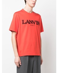 T-shirt à col rond rouge Lanvin