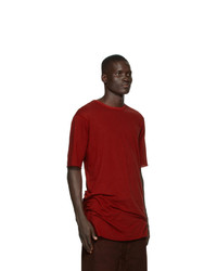 T-shirt à col rond rouge Boris Bidjan Saberi