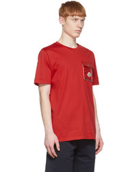 T-shirt à col rond rouge Moncler