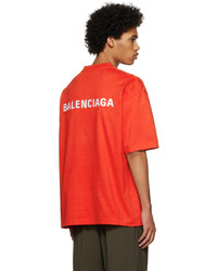 T-shirt à col rond rouge Balenciaga