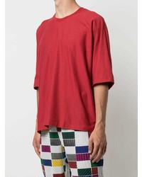 T-shirt à col rond rouge Homme Plissé Issey Miyake