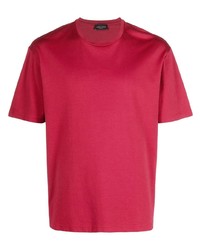 T-shirt à col rond rouge Roberto Collina