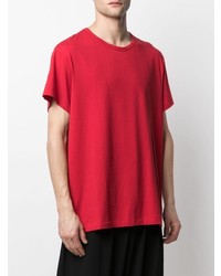 T-shirt à col rond rouge Yohji Yamamoto