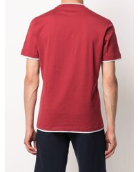 T-shirt à col rond rouge Brunello Cucinelli