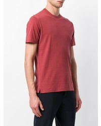 T-shirt à col rond rouge Paolo Pecora