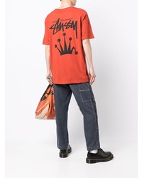 T-shirt à col rond rouge Stussy