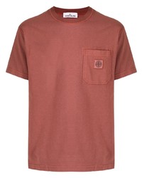 T-shirt à col rond rouge Stone Island
