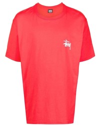 T-shirt à col rond rouge Stussy