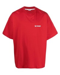 T-shirt à col rond rouge Sunnei