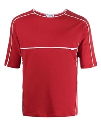 T-shirt à col rond rouge Sunnei