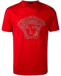 T-shirt à col rond rouge Versace