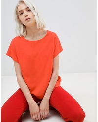 T-shirt à col rond rouge Weekday