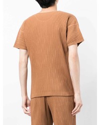 T-shirt à col rond tabac Homme Plissé Issey Miyake