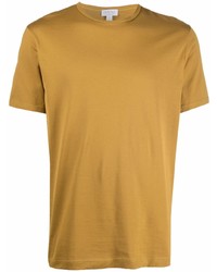 T-shirt à col rond tabac Sunspel