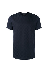 T-shirt à col rond texturé bleu marine Emporio Armani