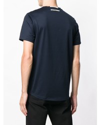 T-shirt à col rond texturé bleu marine Emporio Armani