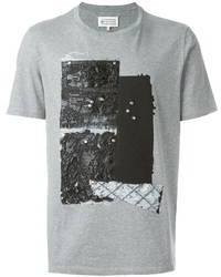 T-shirt à col rond texturé gris