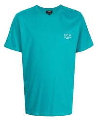 T-shirt à col rond turquoise A.P.C.