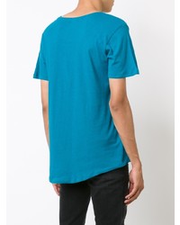 T-shirt à col rond turquoise En Noir