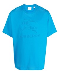 T-shirt à col rond turquoise Burberry